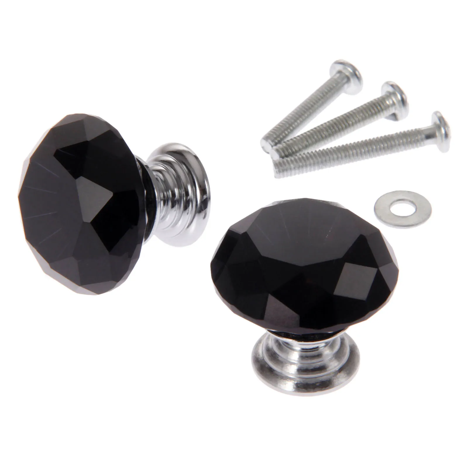 Ручка из черного хрустального стекла в форме алмаза 2 шт. | Обустройство дома