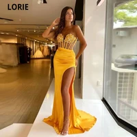 lorie long sleeveless mermaid evening dresses 2021 flower appliques side slit sweetheart celebrity gowns vestidos de fiesta