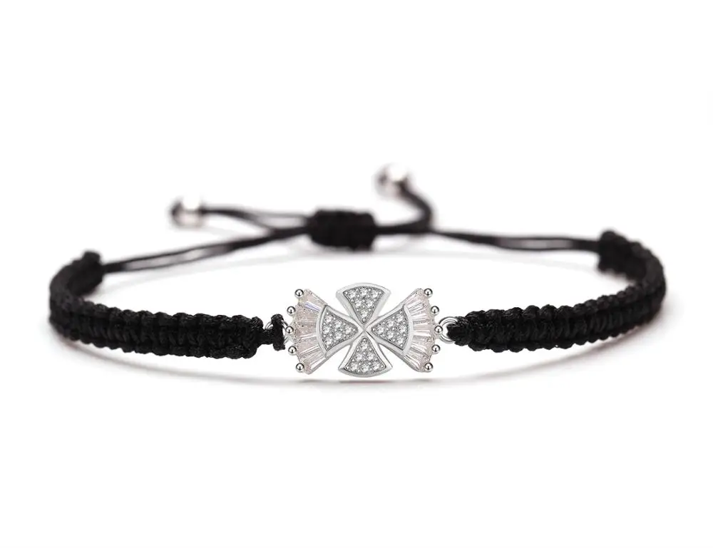 Браслет с шармами в виде четырехлистного клевера летающего крыла из меди