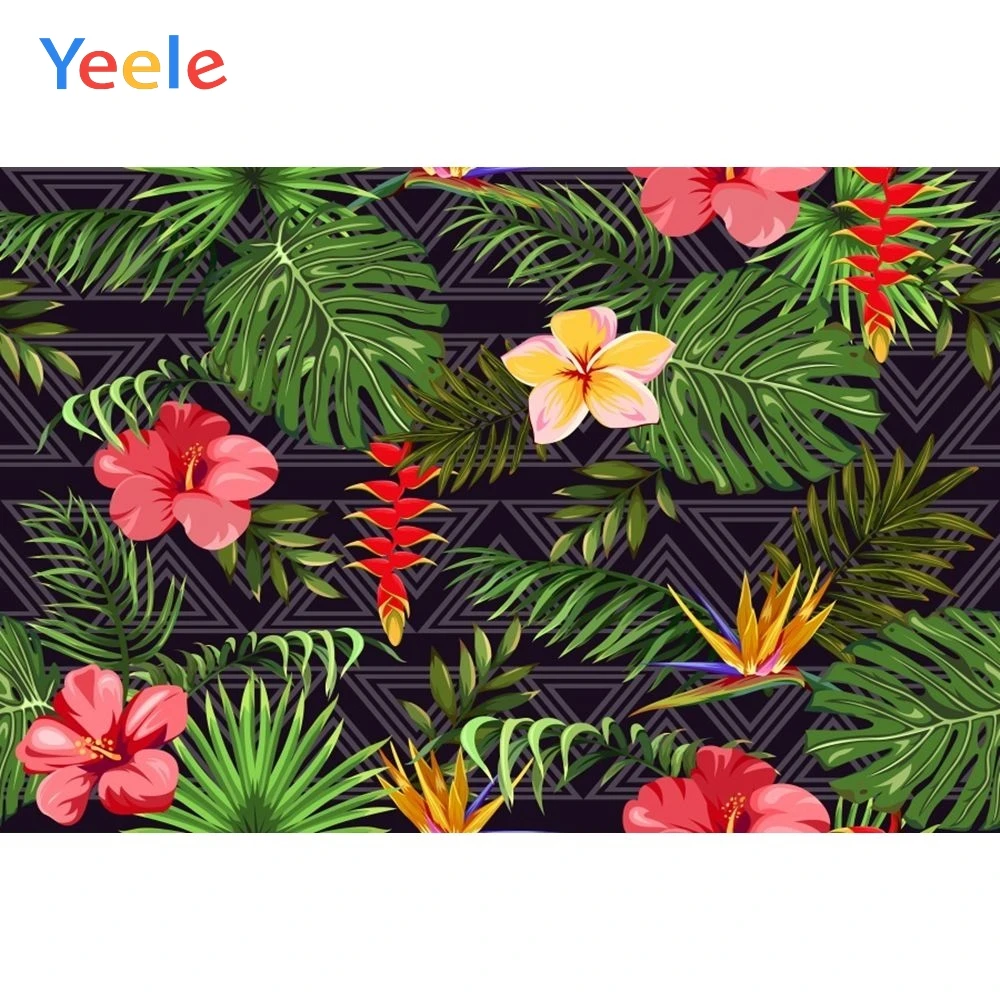 

Yeele Black Tropical Plant Grass Flower Baby Birthday Photography Backgrounds Customized Photographic Backdrops for Photo Studio