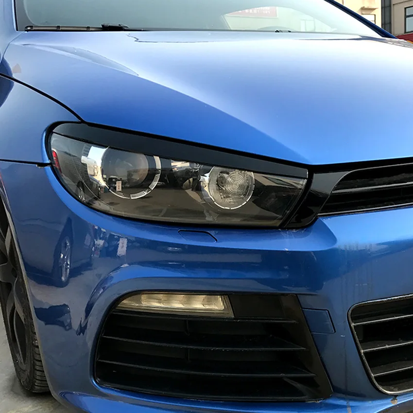 

Car Glossy black carbon fiber black Front headlights eyebrows exterior car stickers modification for Volkswagen Scirocco