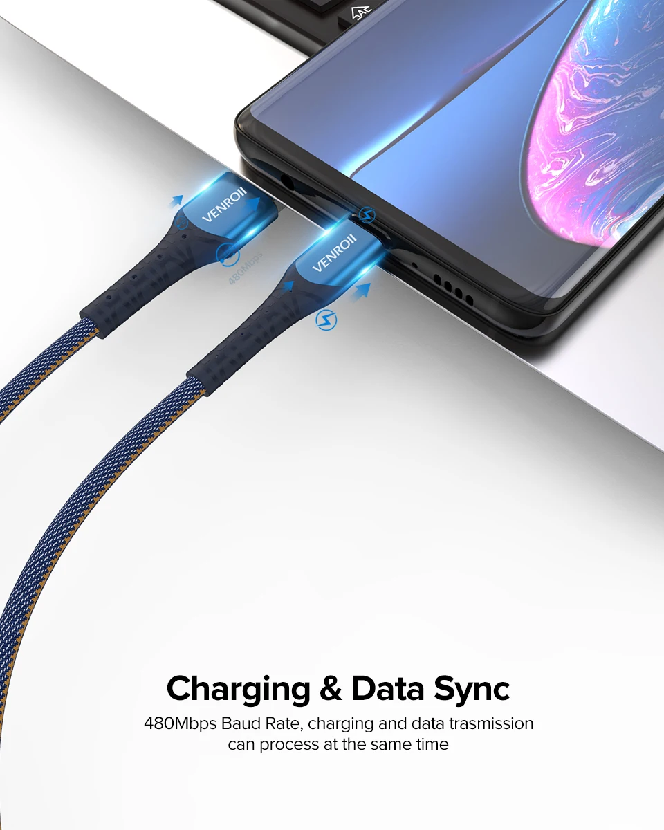 Venroii usb type C кабель для быстрой зарядки USBC 5A SuperCharge Kable для huawei mate 20 30 Pro Honor Quick Charge шнур для мобильного телефона