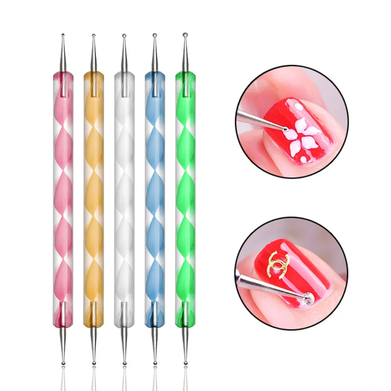 

Double-ended Spiral Pointer Pen Crystal Rod Dot Pen 5pcs Nail Pen Set Nail Pointer Tools