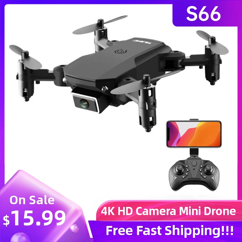 

2020 S66 Mini Drone 4k HD Wide Angle Camera WiFi Fpv Drone Dual Camera Height Keeping Drone with Camera Foldable RC Quadcopter