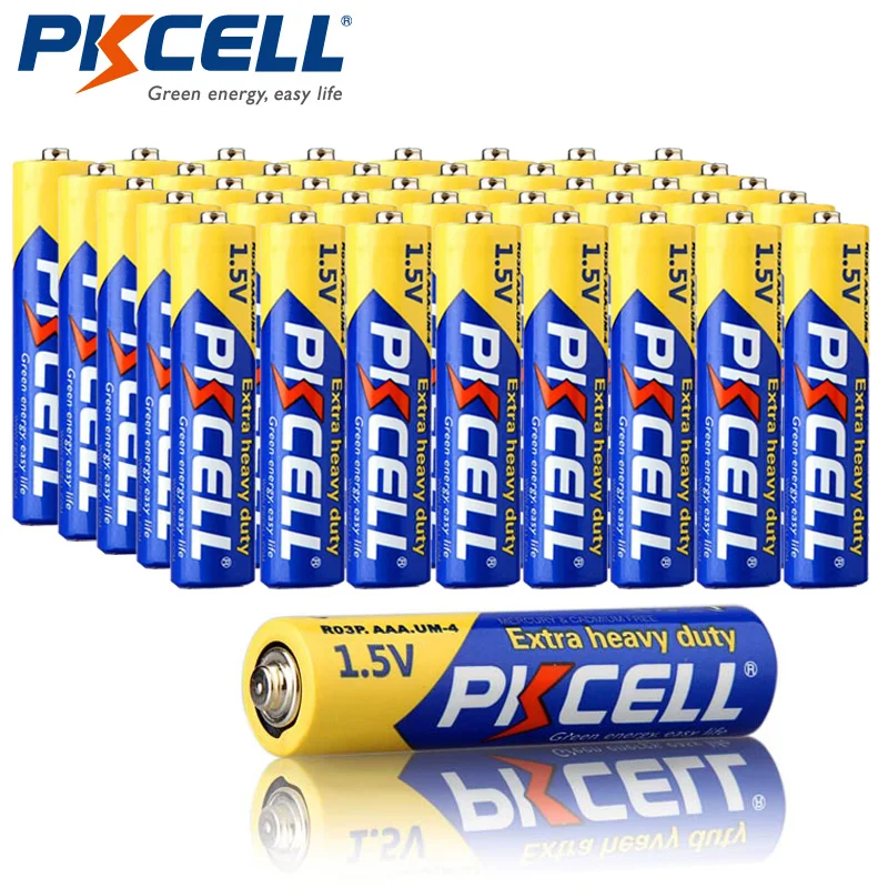 

40Pcs PKCELL Infrared Forehead Body Thermometer Baby Adult R03P 1.5V AAA Battery Carbon Zinc Single Use 3A Batteries