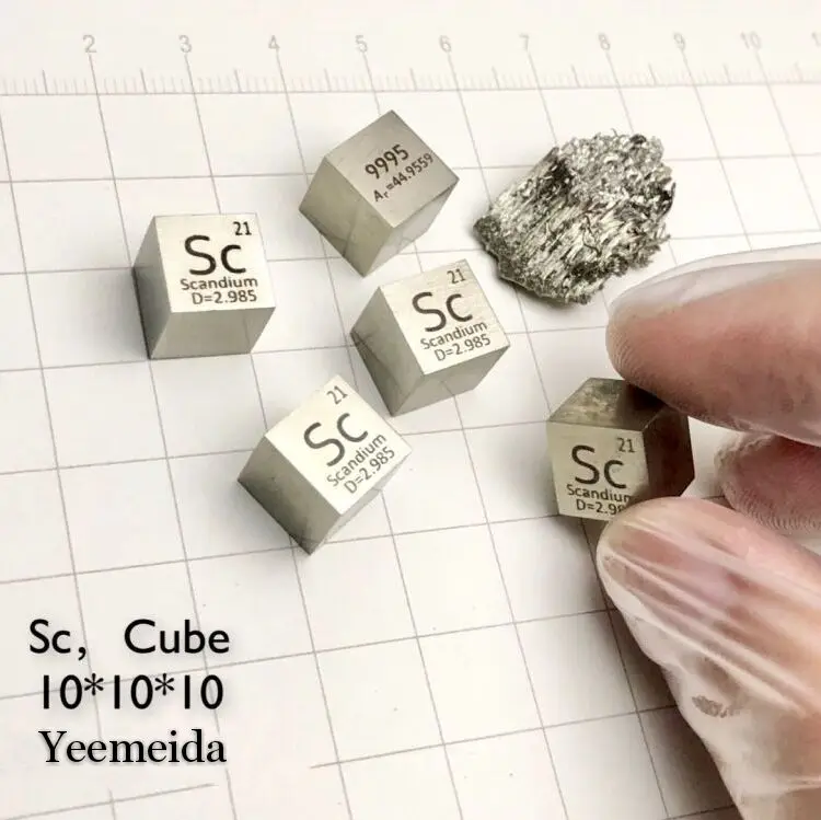 1pcs Scandium cube Редкий металлический куб 10 мм иттрий Samarium gadolium Terbium Dysprosium Holmium Erbium Ytterbium Thulium Lutetium Scandium - Цвет: 1pcs Scandium cube
