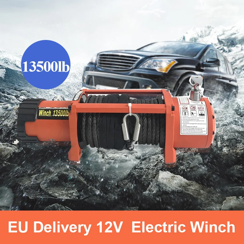 

ЕС доставки лебедка автомобиля 12v 13500lb электрическая лебедка для тяжелых условий эксплуатации отражатели ATV для прицепа высокая прочность нейлоновой веревки Кабель дистанционного Управление набор