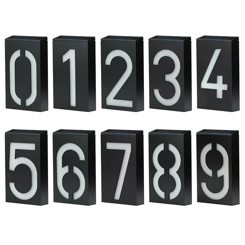 LED Solar Power Light Sign House Hotel Door Address Plaque Number Digits Plate Lamp Outdoor Wall Led Home High Brightness Sign