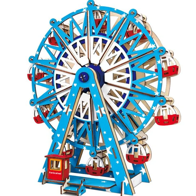 

Creative Friends City Park Ferris wheel 3D Wooden Puzzle Model Girls Assembly Education Kids Games Toys For Children Teens Adult