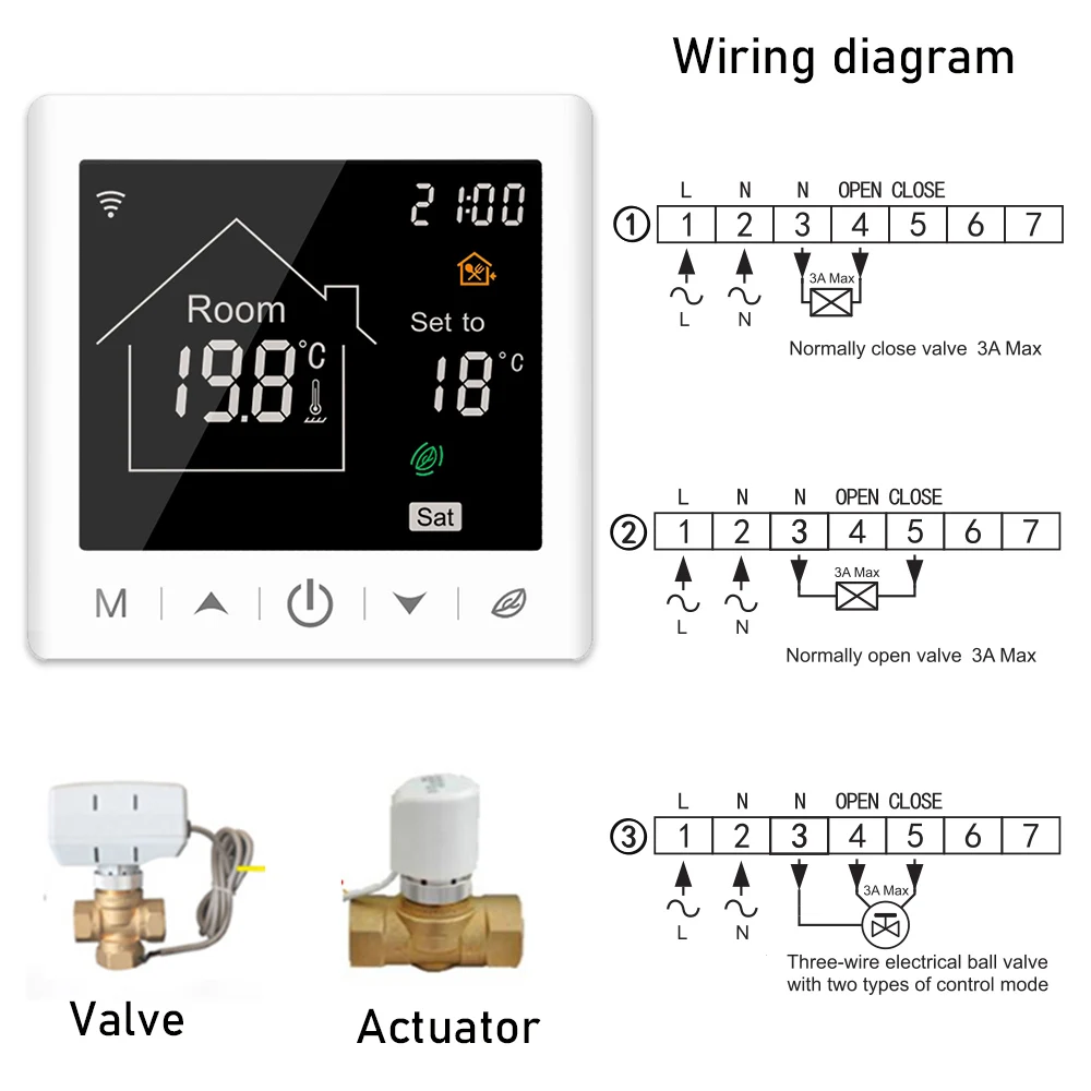 

4PCS Tuya Smart WIFI Water Floor Heating Thermostat with Weekly Programmable Function Touch Screen Thermostat Alexa Google