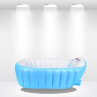baby inflatable bathtub portable infant toddler bathing tub cushion non slip travel mini swimming pool foldable shower basin