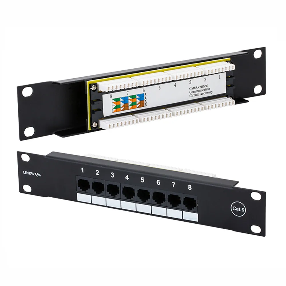 

Jack Modular Cat6 Patch Panel 8port Network Cable Adapter Distribution Frame Cat5e Patch Panel 1U-10 Inch Rack Mount Networking