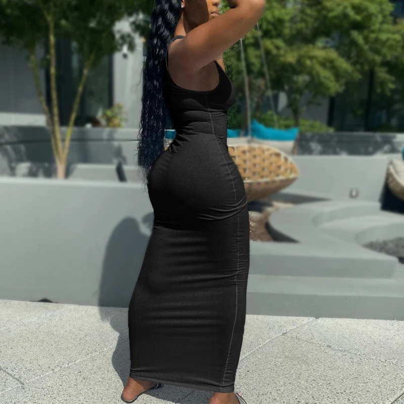 

Summer dress woman 2021 sexy sleeveless bodycon dress knit ribbed midi dress vestidos de mujer casual party club elegant dress