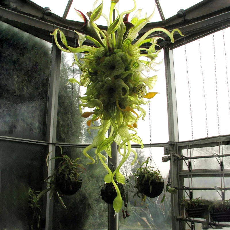 

Modern Green Chandeliers Natural Design Blown Glass Chandelier Lamps Sunroom Light LED Lights Indoor Lighting Kitchen Fixture
