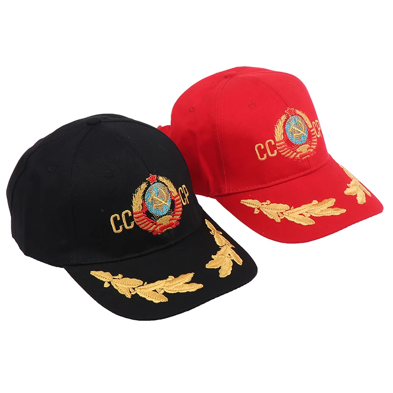 

Unisex 2021 Russian Style Baseball Cap Unisex Black Red Cotton Cap With 3D Embroidery Best Quality Hats