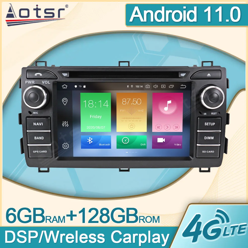 

Автомобильный радиоприемник 6 + 128G Android 11,0 для Toyota Auris 2013 - 2015 мультимедийный плеер Видео DVD GPS навигация Carplay головное устройство DPS 2Din