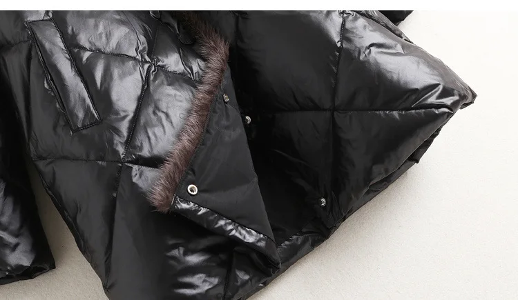 

2021 Fox Jacket Fur Collar New Solid 90% White Duck Down Slim Parka Warm Winter Coat Women Outerwear Black