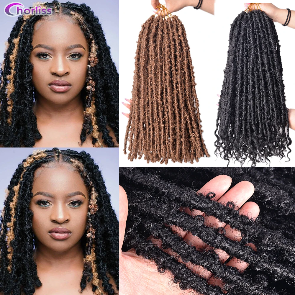 

Butterfly Locs Crochet Braids Hair 18 inch Distressed Faux Locs Crochet Braiding Hair Extensions Locs Pre-Twist Braiding