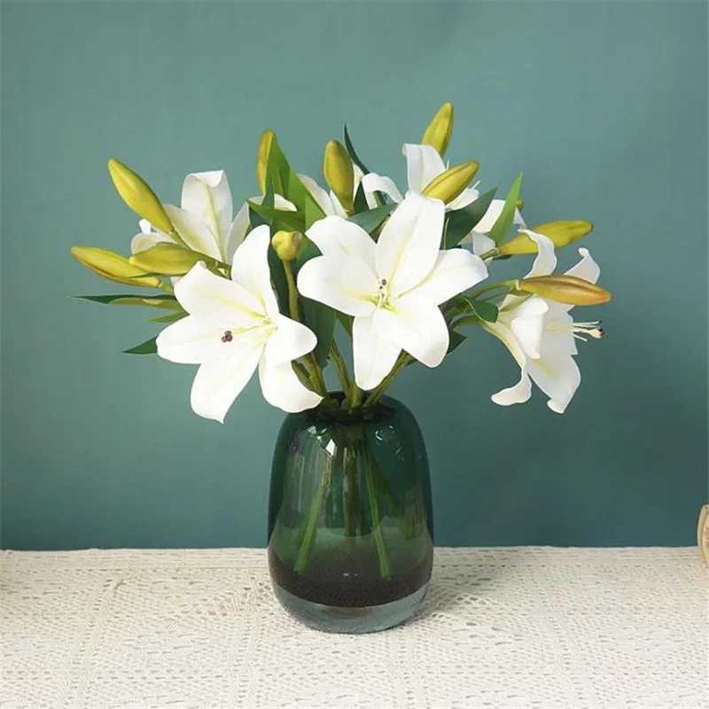 Одна искусственная короткая Лилия длиной 14 57 дюйма имитация 3D печати Lilium для