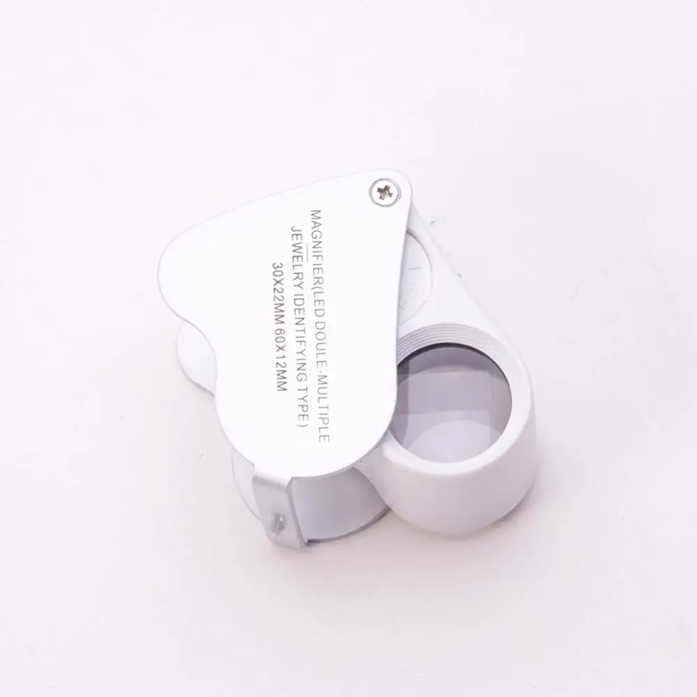 

9889 mini 30X/60X Dual Lens Magnifier Diameter 22mm/12mm With LED Folding Jewelry Crafts Appreciation Magnifier Tools