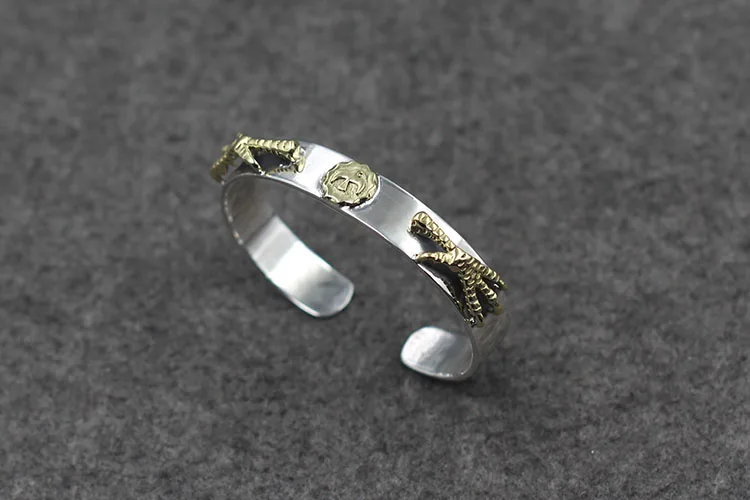 Открытый браслет из стерлингового серебра S925 персонализированный ретро-браслет