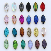 4 32mm 24 colors sew on horse eye navette rhinestone gold claws marquise shapes for needlework jewelry wedding dress bags trims