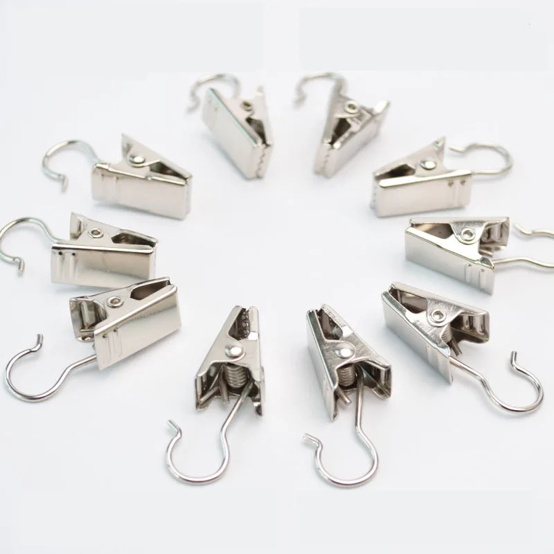 

20Pcs\set Stainless Steel Curtain Clips on Hook Hanging Clothes Peg Laundry Clothes Clip Hanger Laundry Storage Organization