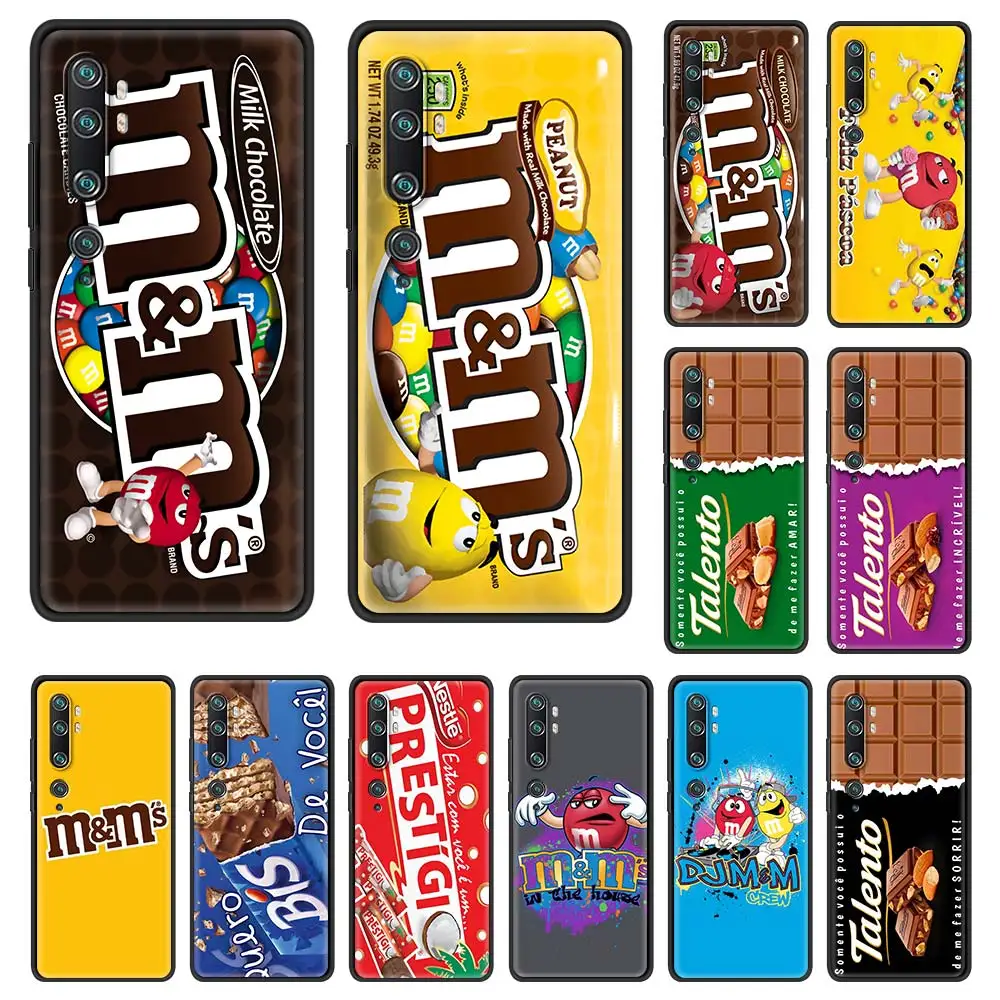 

M&M's Chocolate Nutella Bottle Case For Xiaomi Mi 11 Poco X3 NFC Note 10 10T 9T CC9 9 A2 Lite 8 9SE A1 Black Shockproof Shell