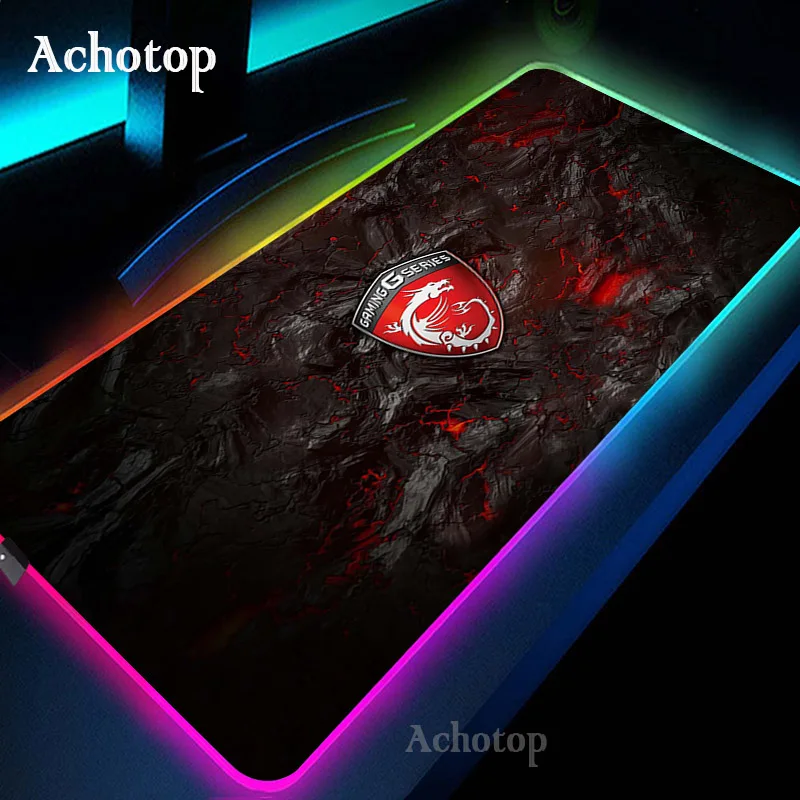 

MSI Large RGB LED Illumination Mouse Pad Mat Game Gamer Red Dragon Gaming Mousepad Keyboard Compute Anime Desk Mat for CS GO LOL