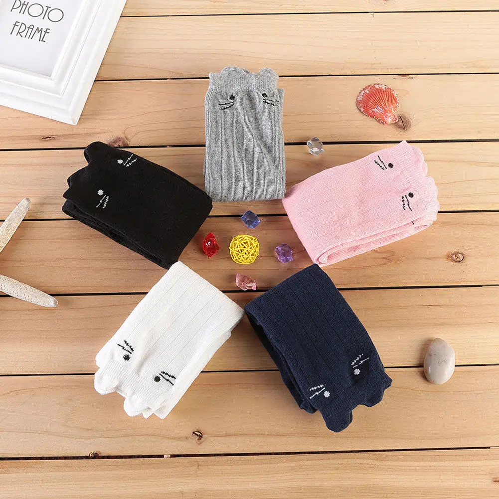 5 цветов милые детские гольфы с рисунком кота для маленьких девочек длинные