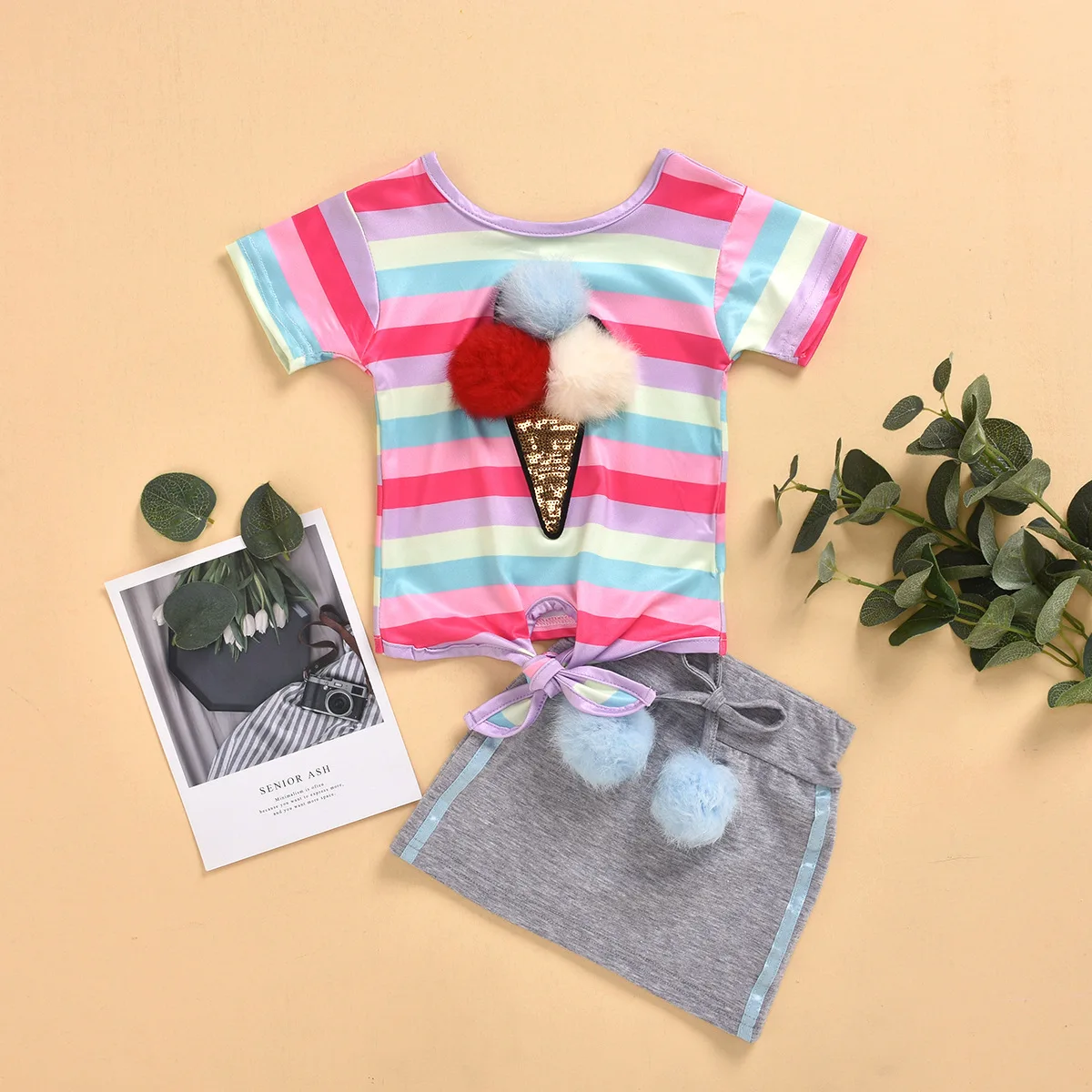 

Fashion Clothing Sets 2021 New Baby Girls Clothes Summer Striped Uniform Clothes For Girls Teenagers Clothes Shorts Costume 2-6Y