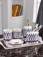 bathroom accessories set ceramic soap dispensers toothbrush holder gargle cups soap dish with tray 6 pieces set wedding gifts