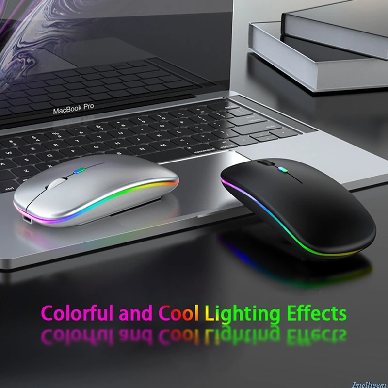 

LED Wireless Mouse Rechargeable Slim Silent Mouse 2.4G Portable Office Mouse USB Optical Mice For PC Laptop
