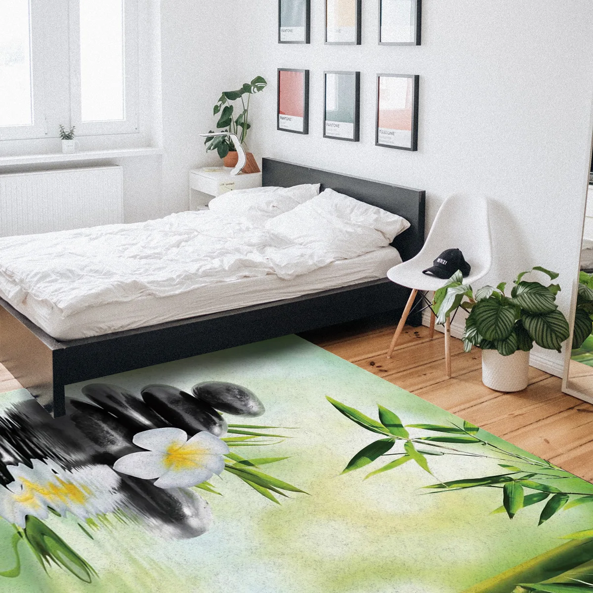 Домашний ковер бамбуковые листья белые цветы ковры для гостиной