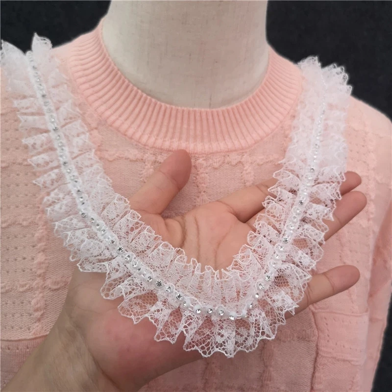 

1Yards High Quality 4cm Black White Cotton Lace Beaded Lace Fabric Ribbon DIY Sewing Trim Dress Craft Christmas Decoration RG7