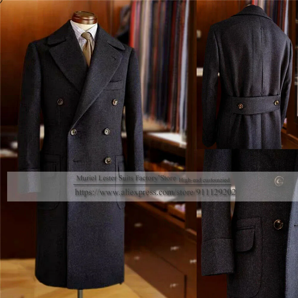 Autumn/Winter Business Formal Tweed Men Suit Jackets England Style Thick Wool Blends Custom Made Double Breasted Overcoat 2021 | Мужская