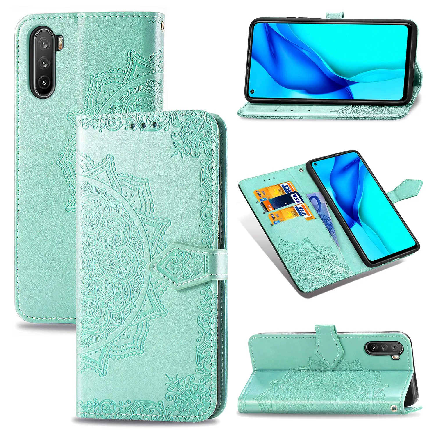 

Mate 40 lite Case For Huawei Honor Play 4 Maimang 9 Mandala Flower Leather Flip Wallet Phone Preservation Cover