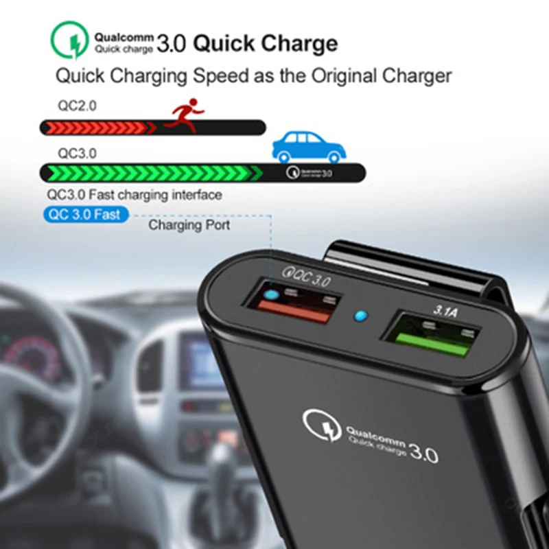 Быстрая зарядка QC3.0 автомобильное зарядное устройство 3 0 4 порта быстрое USB для