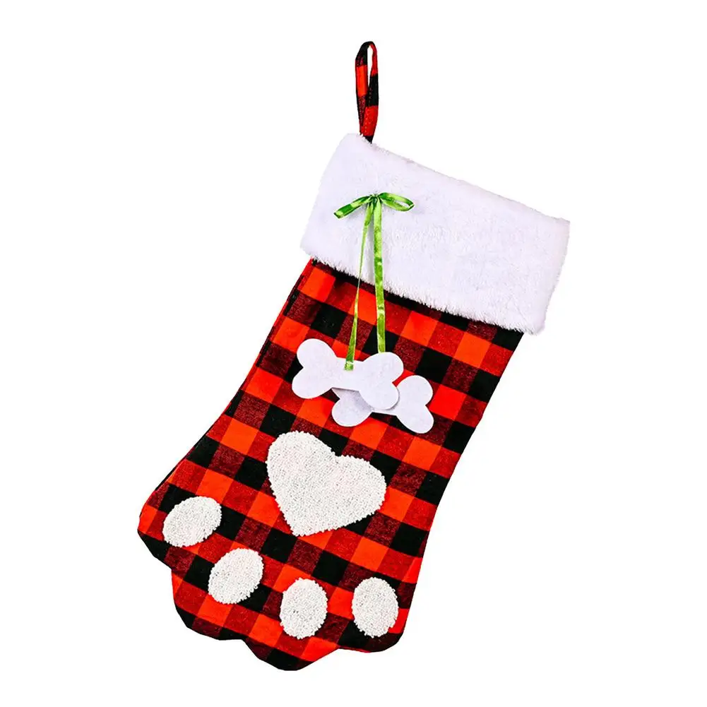 

Рождественские чулки для домашних животных, красные милые персонализированные чулки в виде собачьей кошачьей лапы со стандартным бантом, п...