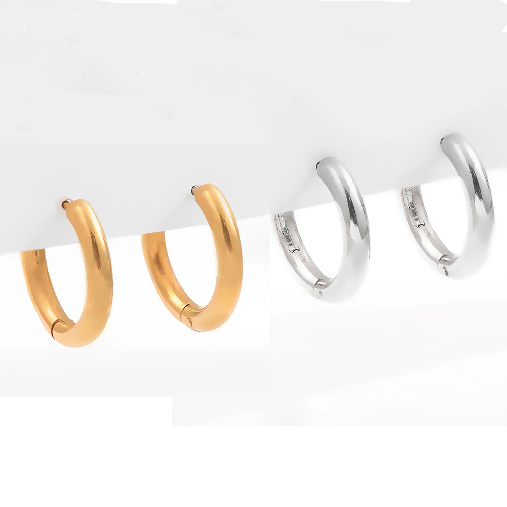 

Gold Silver Color Stainless Steel Hoop Earrings for Women Small Simple Round Circle Huggies Ear Rings Steampunk Accessories