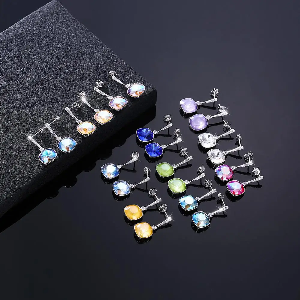 

CFK Sterling Zilveren Elegante Oorbel Voor Vrouwen Diamond Waterdrop Oostenrijk Multicolor Kristallen Oorbellen Fijne Sieraden