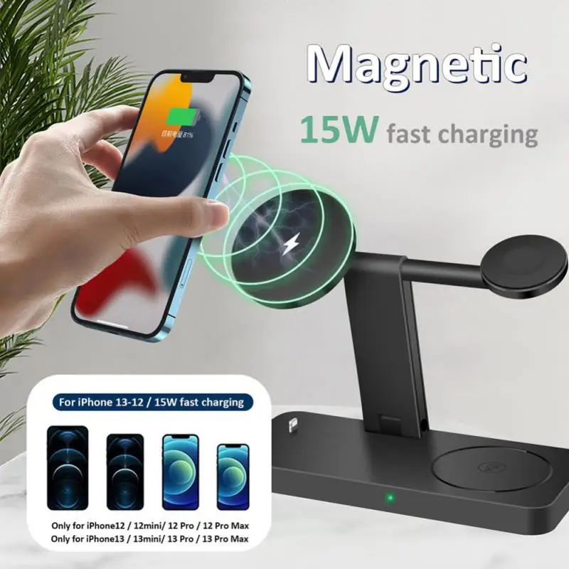 

15W 4 In 1 Qi Wireless Charger Fast Station For iPhone12/13 Series Magnetic Charging Power With PD USB-C To USB-C Cable
