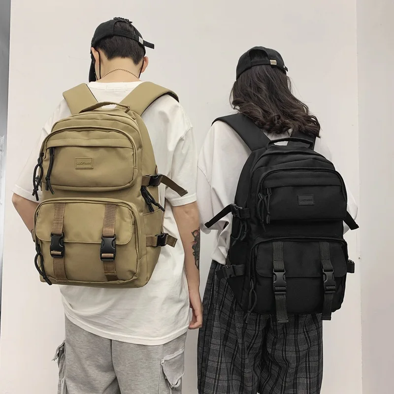 

2021 Large-capacity Schoolbag Female Korean Version Large Couple Schoolbag Backpack Simple Nylon Waterproof Japanese Bag