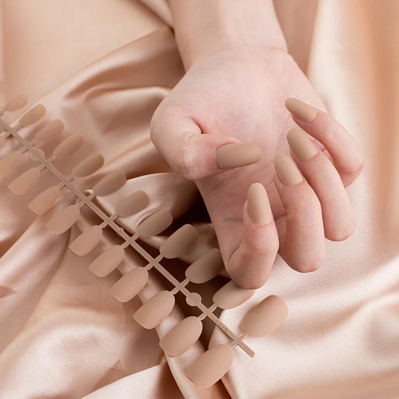 Съемные накладные ногти 24 шт. многоразовые длинные круглые однотонные матовые с