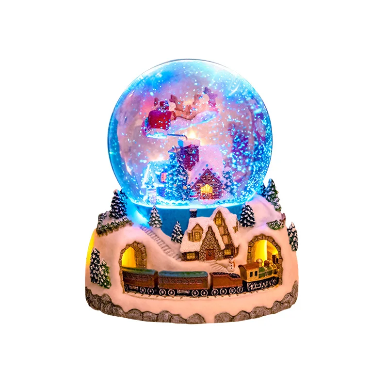 

New Wholesale Floating Snowflake Rotating Bluetooth Crystal Ball Carousel Music Box Christmas Gift Birthday Gift Snow Globe