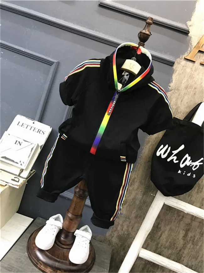 Fashion Sport baby boy clothes set 2PCS Top Clothes+Long Pants for toddler boys Hooded clothing |