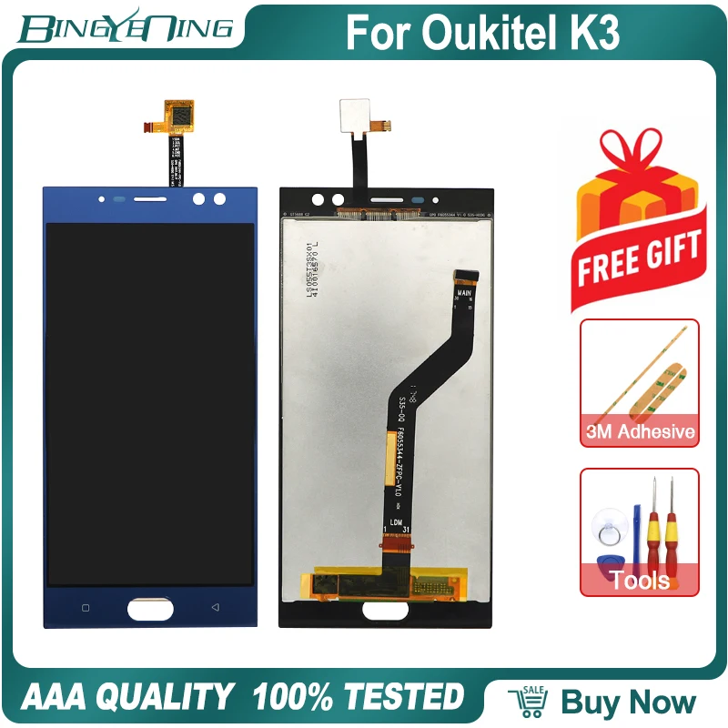BingYeNing 5," для Oukitel K3, ЖК-дисплей и сенсорный экран, дигитайзер с рамкой, экран, аксессуары для телефонов, инструменты для замены в сборе