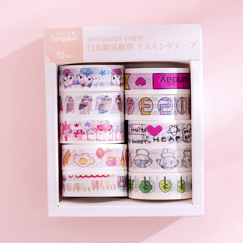 10 шт./компл. лента washi Kawaii Малярный Скотч Творческий washitape собака канцелярских принадлежностей в винтажном стиле клейкая лента фарфор наклейки из бумаги васи