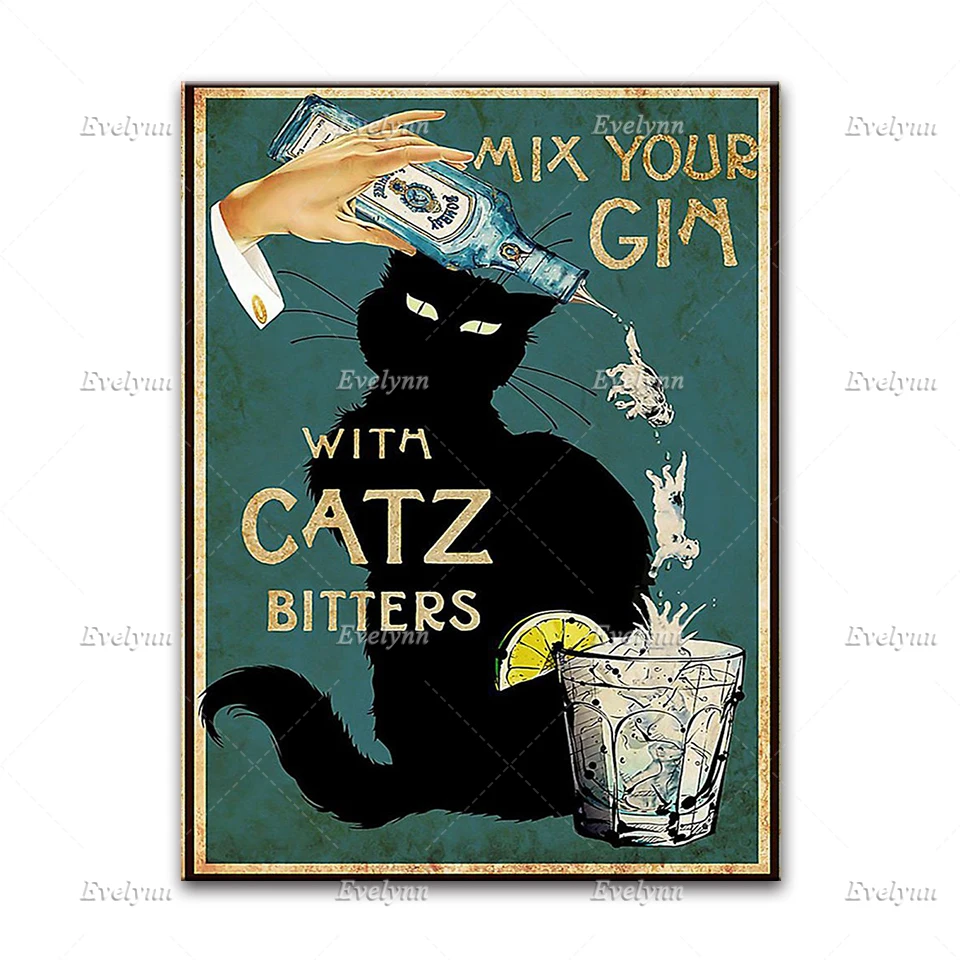 Плакат с черной кошкой | Кот кофейным котом и крючком кошка вином шитье черная