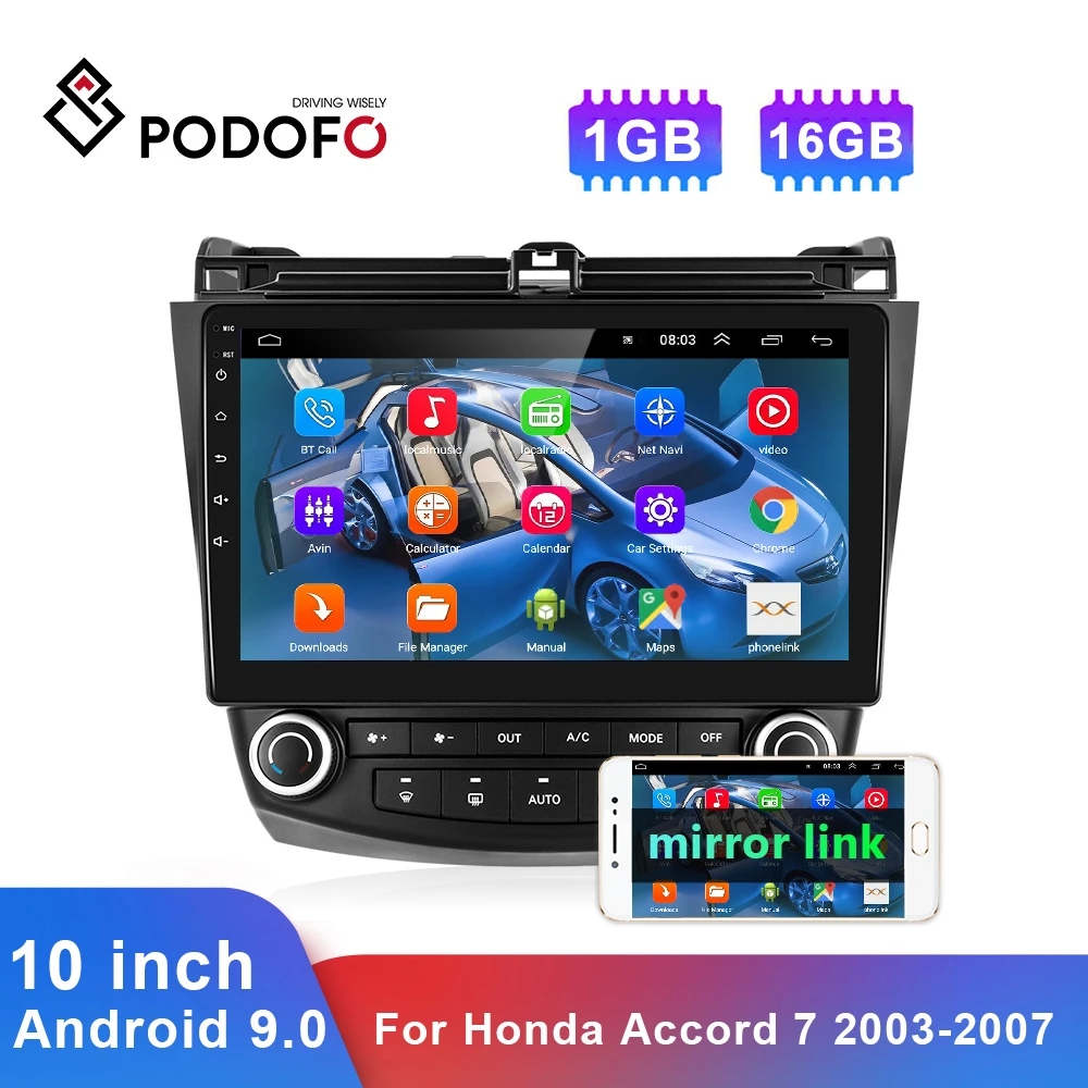 

Podofo автомобильное радио 2 din Android авто радио 10 дюймов для Honda Accord 7 2003-2007 Carplay автомобильный мультимедийный плеер GPS Wifi Авторадио